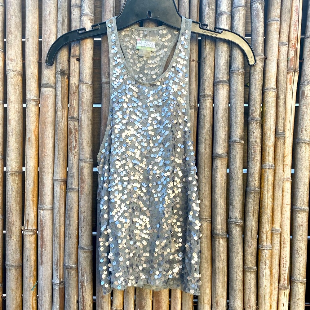 Free People Silver Shimmer Tank - XS